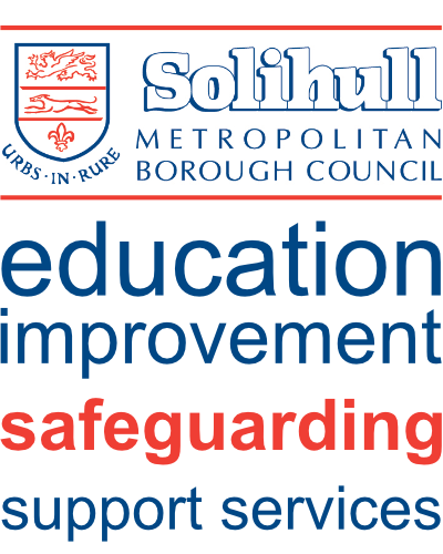 Solihull Council logo with education improvement, safeguarding, support services