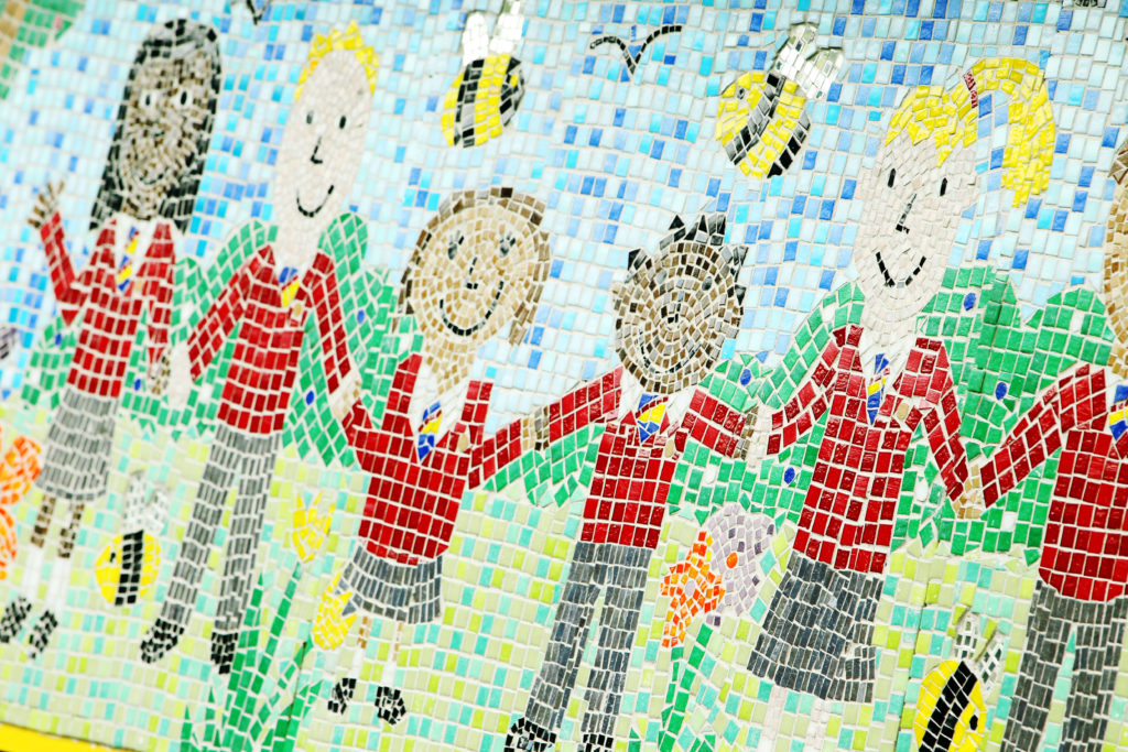 Mosaic image of children Mosaic image of children